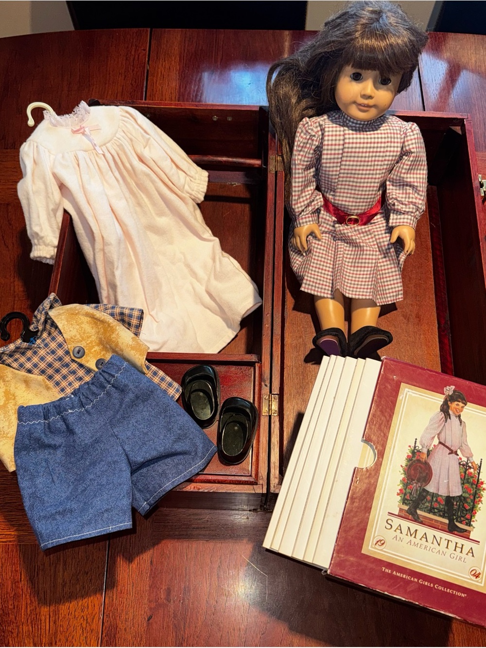 Pleasant Company American Girl Samantha Doll w/ Trunk, Book Set & Clothing Lot